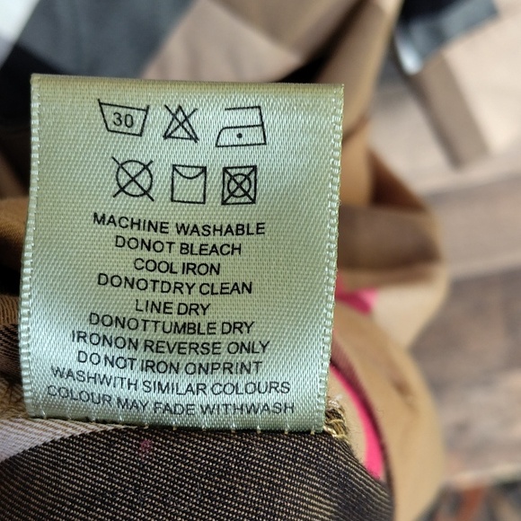 Burberry Tan, Black, White & Pink Plaid Long Sleeve Dress - Picture 5 of 11